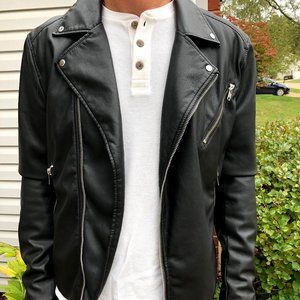 Mens H&M faux leather biker jacket - Size L